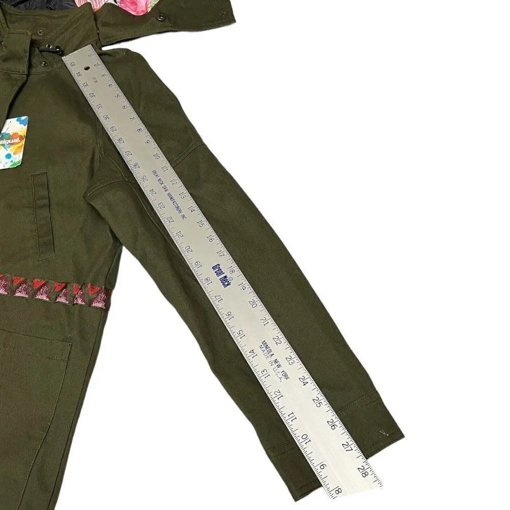 Desigual Jacket WMNS 6 Green Victorian Gothic Hooded‎ Manila Parka Floral Artsy